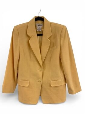 Worthington Petite Wool Blazer Butter Yellow Tailored Size 4P Career